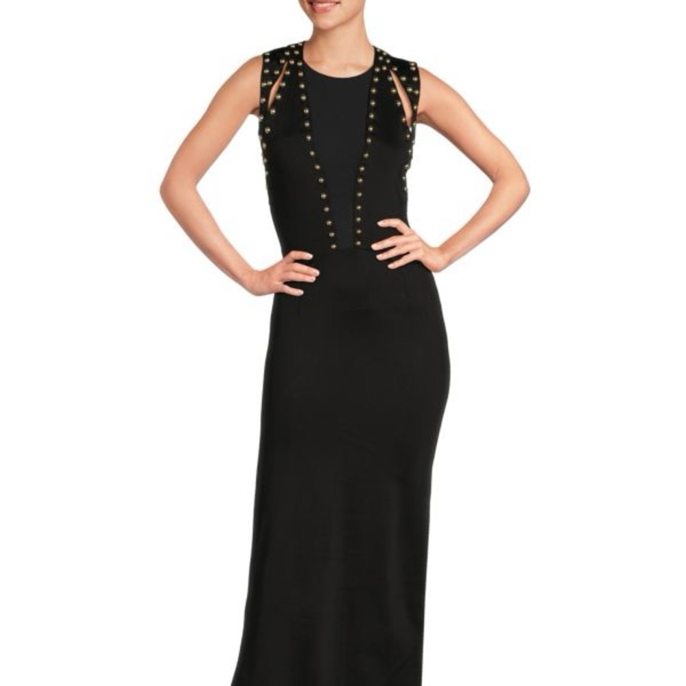 Just Cavalli Black Strapless Dress with Gold Studs